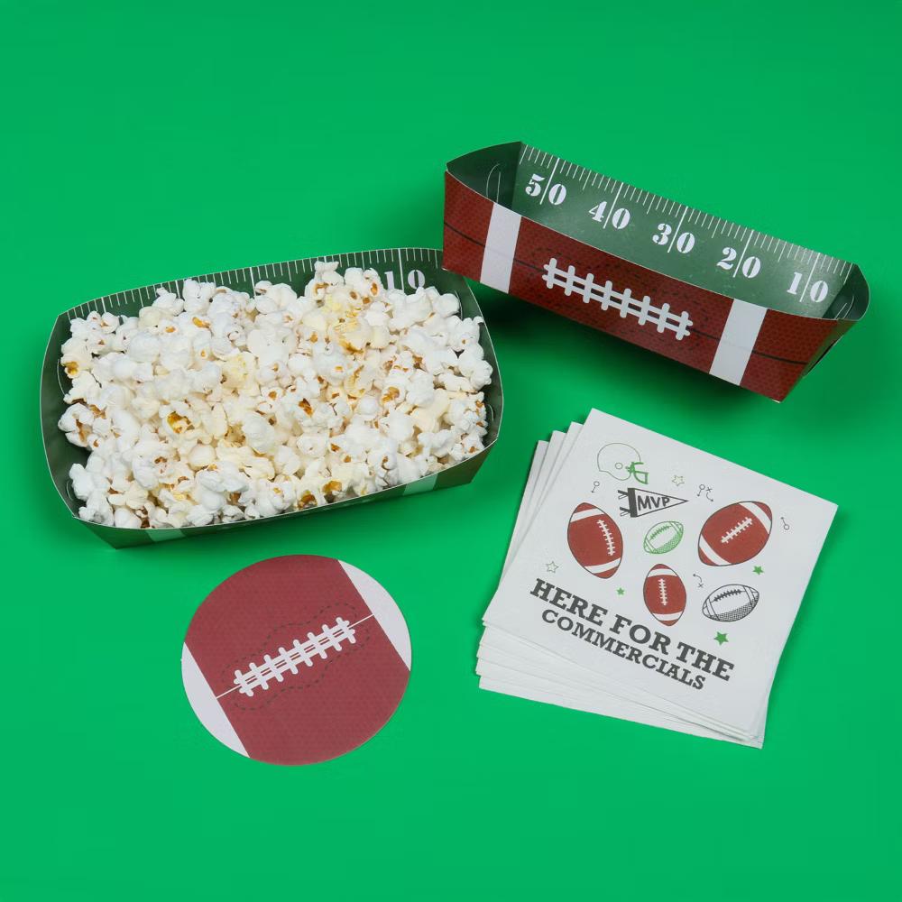 Football Party Paper Food Trays, Disposable Double-Sided Paper Food Holders for Nachos, Hot Dogs, French Fries - 12 Ct - Image 7