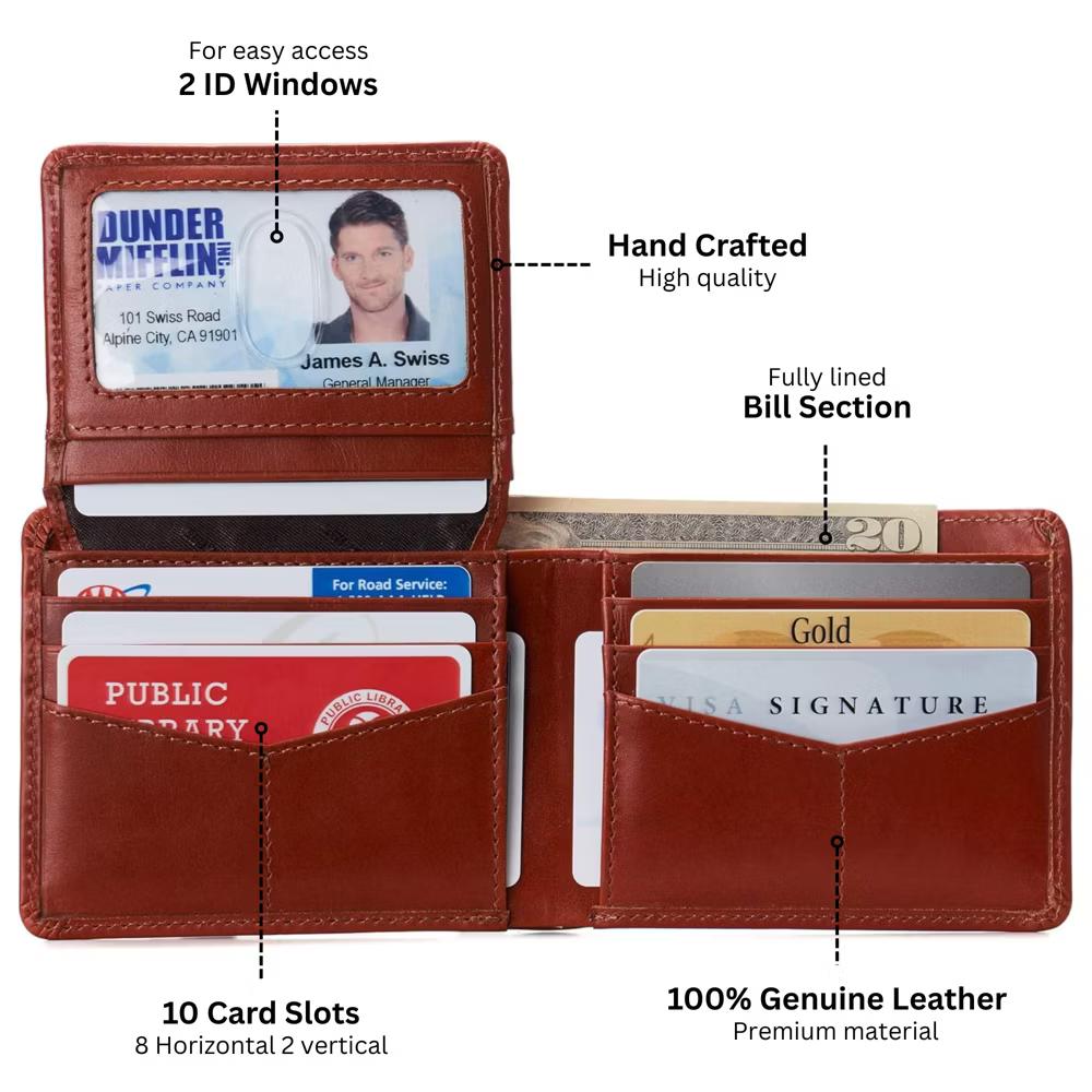 Alpine Swiss Connor Executive Bifold Wallet | Business Passcase for Men | Premium Leather | Dual ID Windows | RFID Blocking | Gift Box Included - Image 19