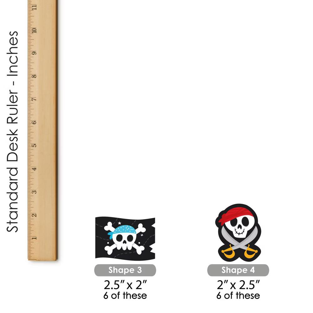 Pirate Ship Adventures - Dessert Cupcake Toppers - Skull Birthday Party Clear Treat Picks - Set of 24 - Image 7