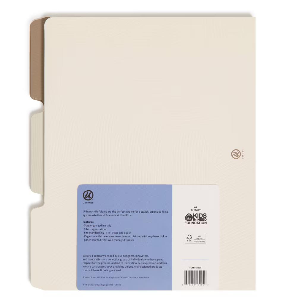12ct File Folders Subtle Textures: Office Supplies, Non-Pronged, Paper, 30 Sheet Capacity, Multicolored - Image 5