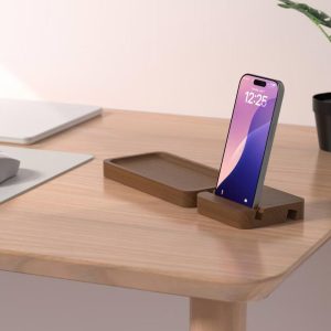 Wood Phone Stand with Desk Organizer