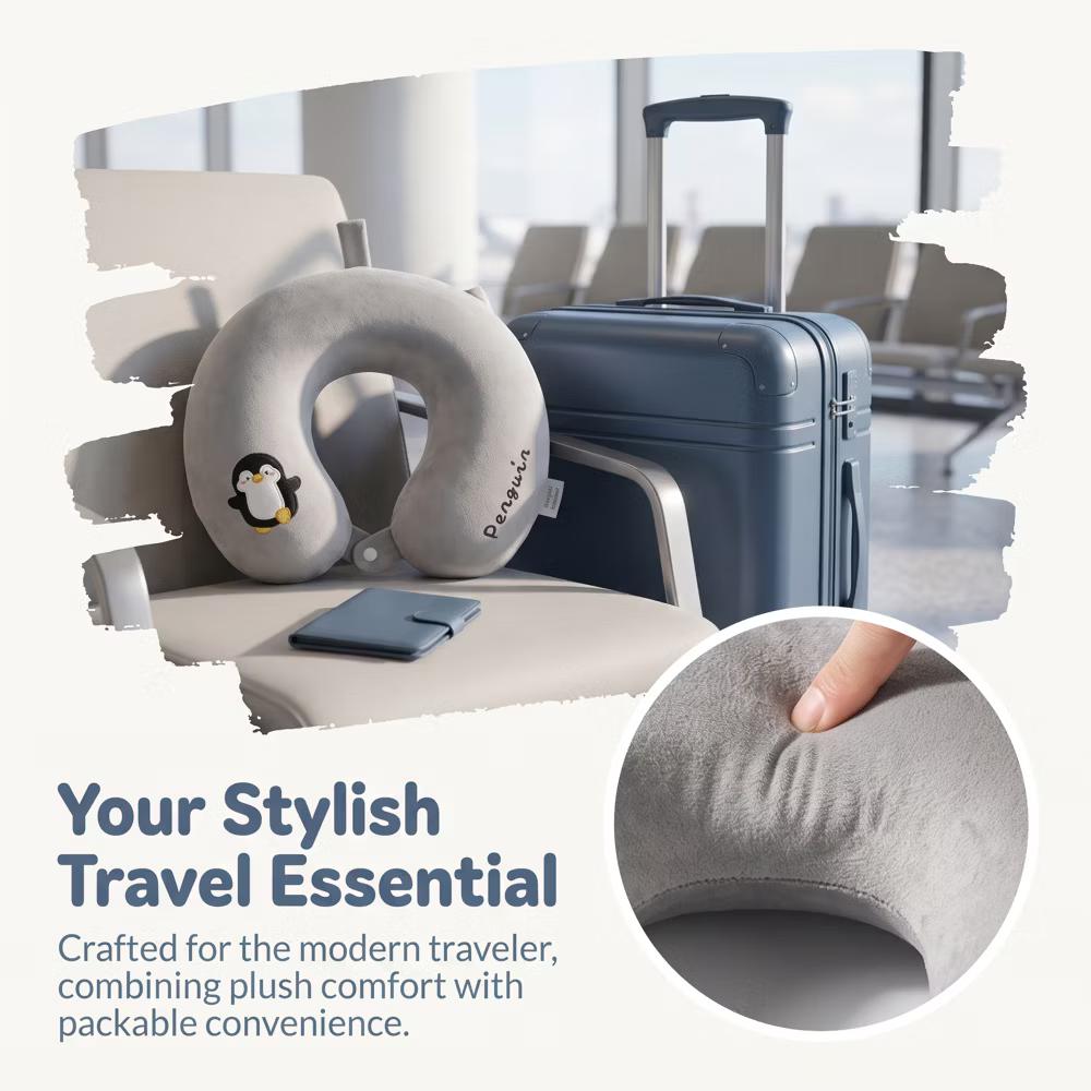 Cut Animal Pattern Memory Foam U-Shape Travel Lightweight Travel Neck Pillows 13x11in 1 Pc - Image 12