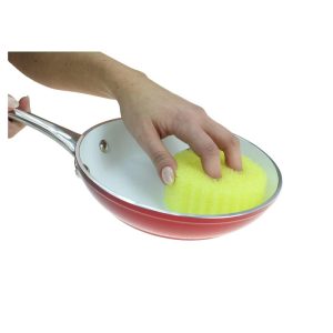 FlexTexture Scrubber: Lemon Yellow Multi-Surface Cleaning Tool with Foam Structure for Home Use