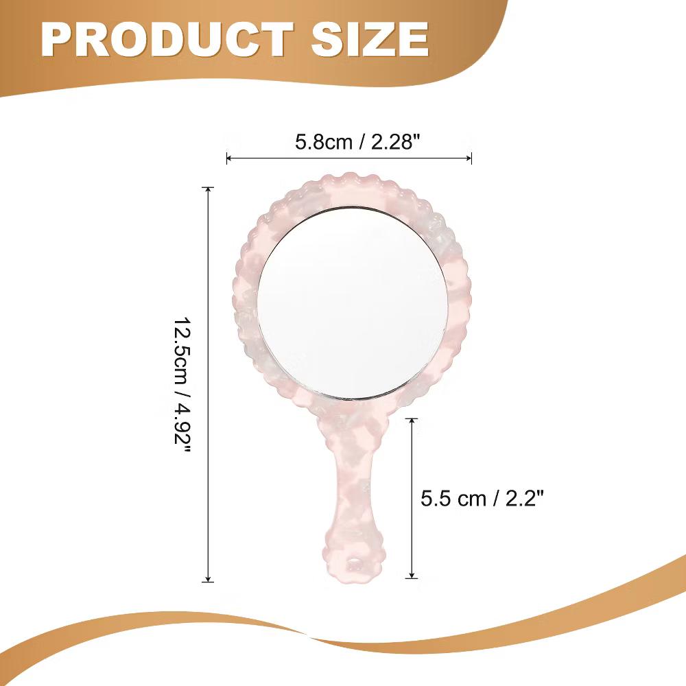 Oval Vintage Acetic Acid Handle Cosmetic Travel Hand Held Mirror - Image 23