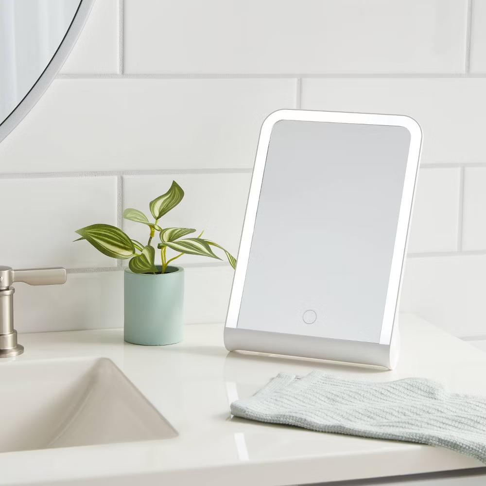 LED Mirror - Rectangular Vanity Mirror with Lights, 1X Magnification, Spot Clean, Lithium Ion Battery Included - Image 2