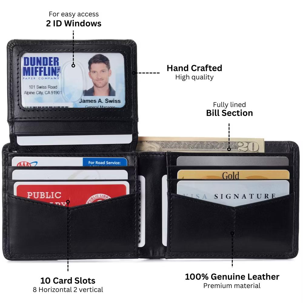Alpine Swiss Connor Executive Bifold Wallet | Business Passcase for Men | Premium Leather | Dual ID Windows | RFID Blocking | Gift Box Included - Image 13