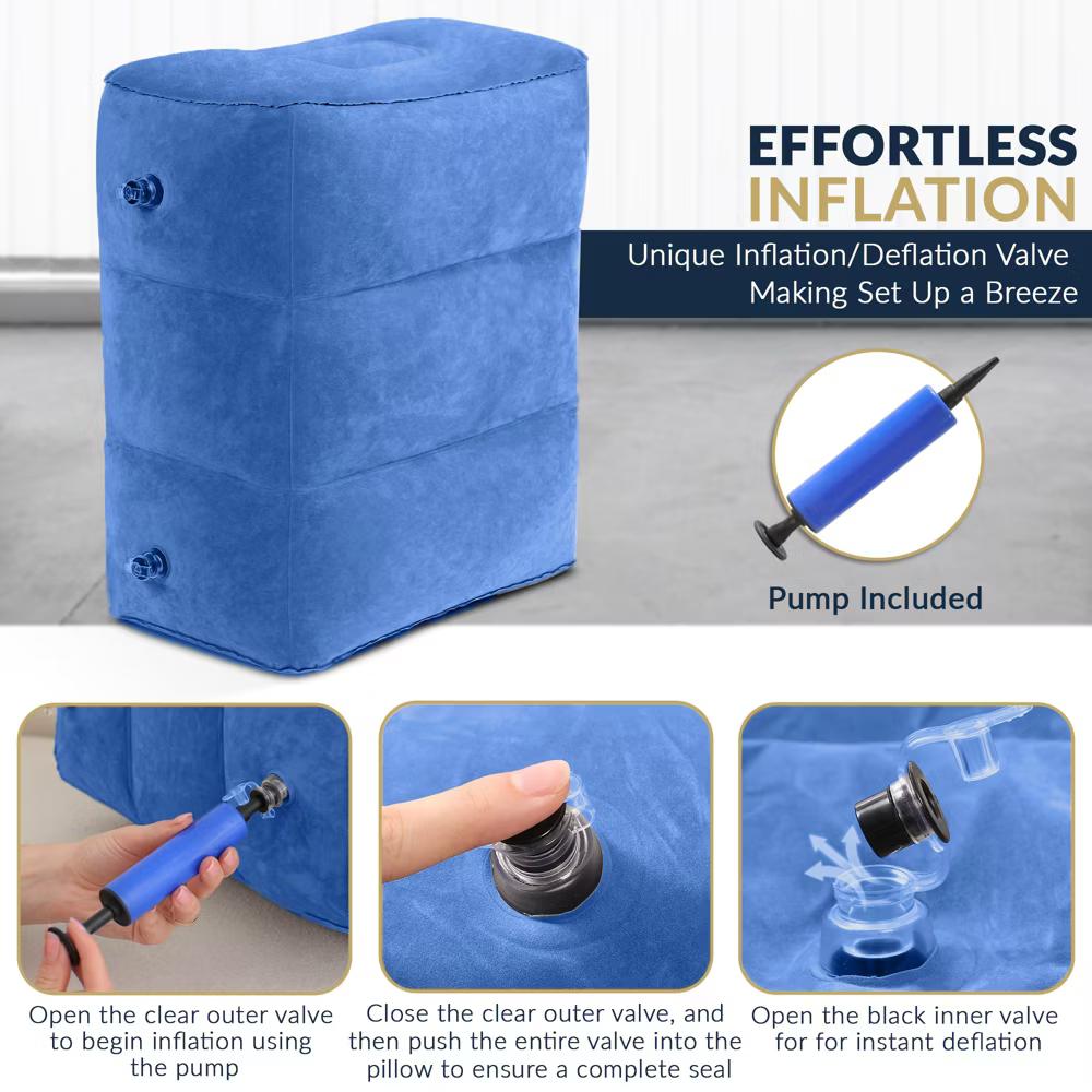 Inflatable Airplane Foot Rest with Pump & Carry Bag, 3-Height Travel Footrest for Kids, Toddlers, Office, Car & Train - Image 12