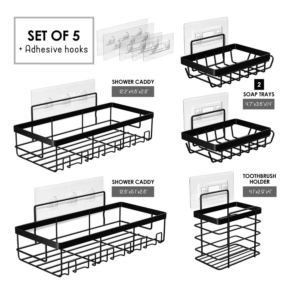 Hearth & Harbor Shower Caddy Adhesive Shower Organizer, Large Capacity Stainless Steel Shower Caddies - Image 9