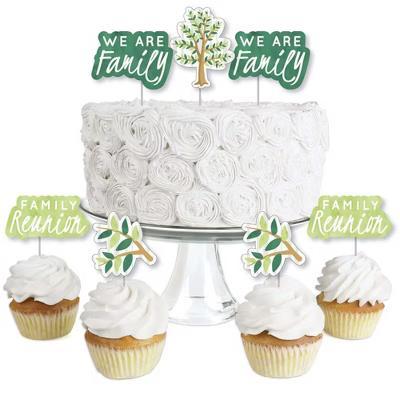 Family Tree Reunion - Dessert Cupcake Toppers - Family Gathering Party Clear Treat Picks - Set of 24