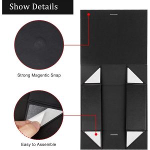 Gift Box with Lid 10.5x7.5x3.1 Inch Black 1 Pack Magnetic Closure Ribbon for Birthday Wedding Christmas Present Packaging