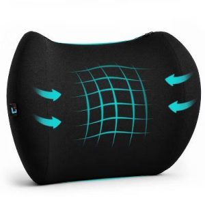 Lumbar Support Pillow for Office Chair, Gaming & Wheelchair, Memory Foam Lower Back Support Cushion, Ergonomic Lumbar Support for Car, Black