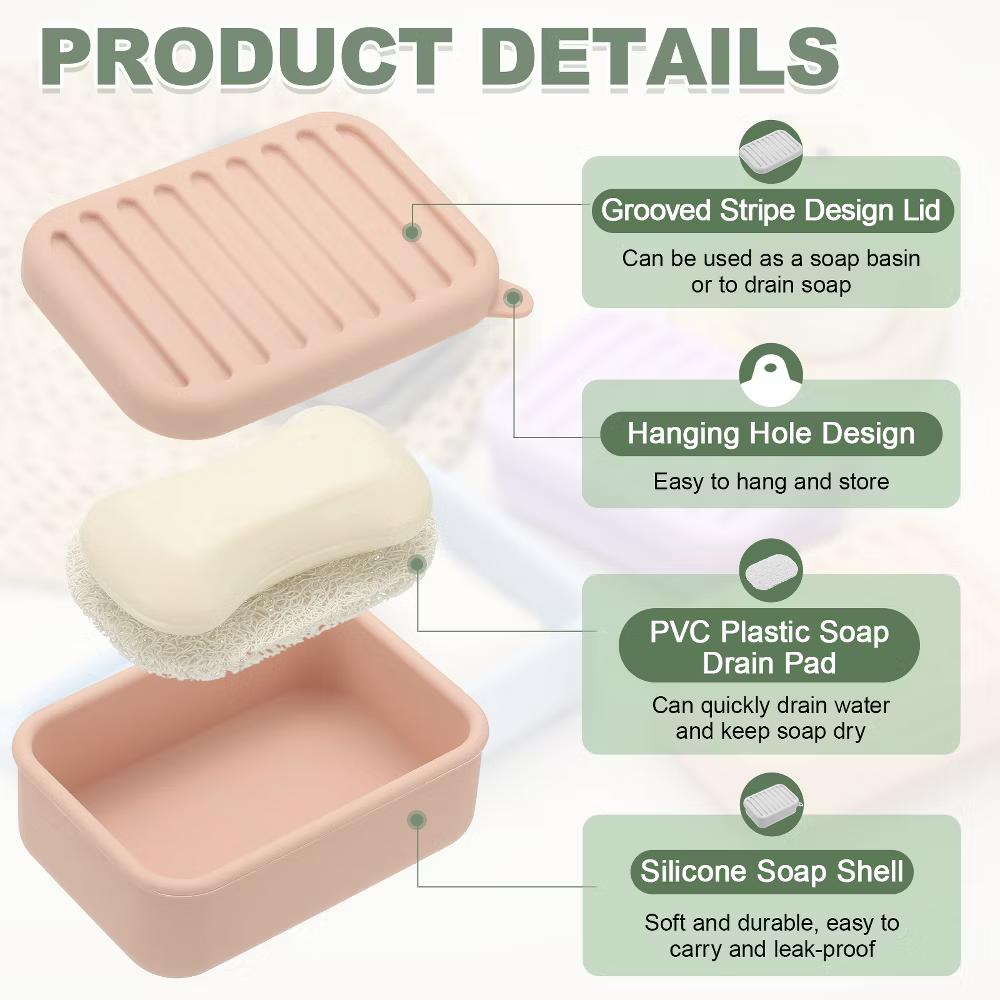 Soap Dish, Silicone Leak Proof Soap Bar Case - Image 11