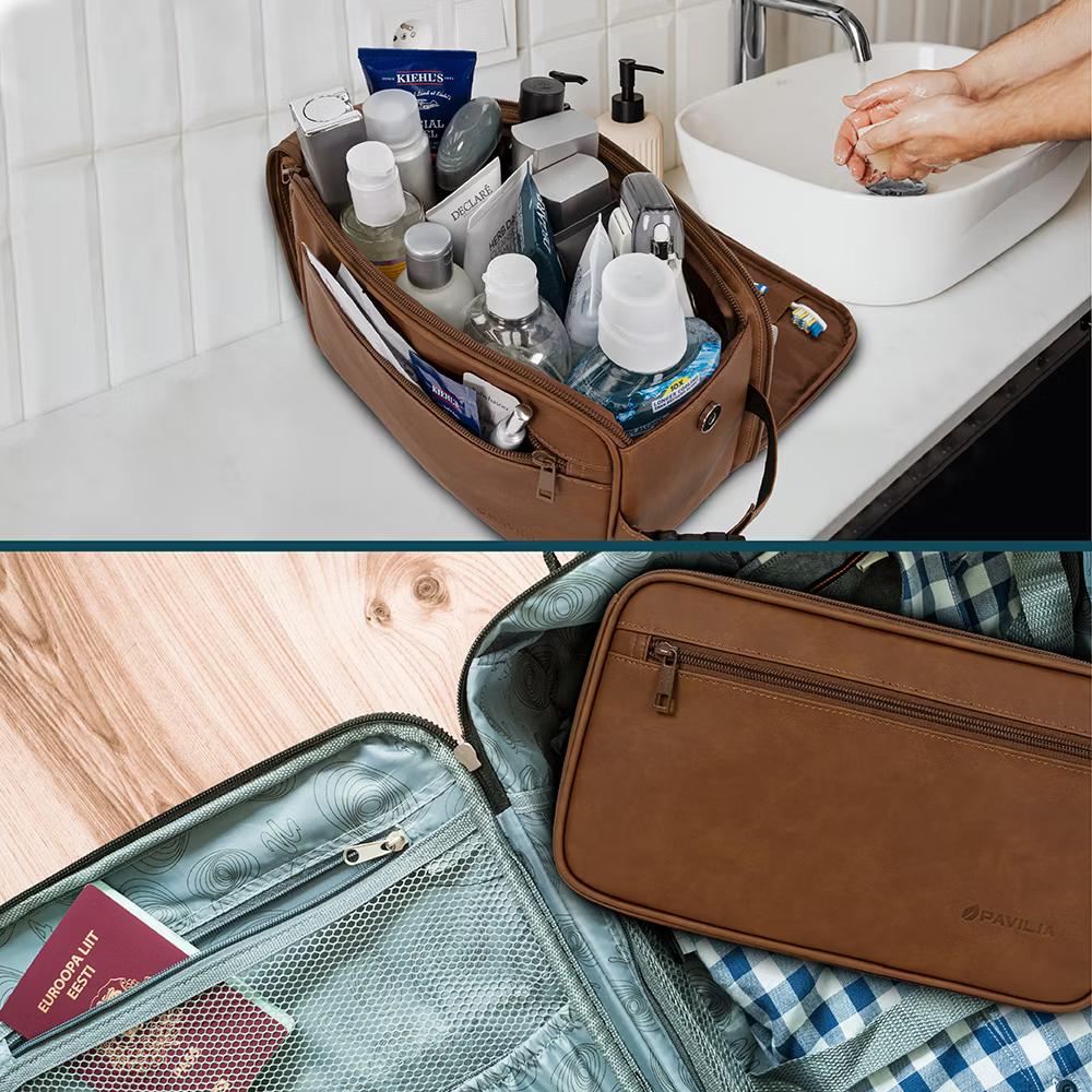 Toiletry Bag for Men, Travel Essentials Shaving Dopp Kit, Water Resistant Cosmetic Makeup Organizer Case - Image 12