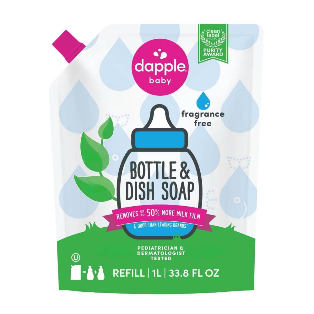 Dapple Bottle And Dish Liquid Soap Refill - Fragrance Free - 34 fl oz: Hypoallergenic, Dye-Free, Paraben-Free - Image 3