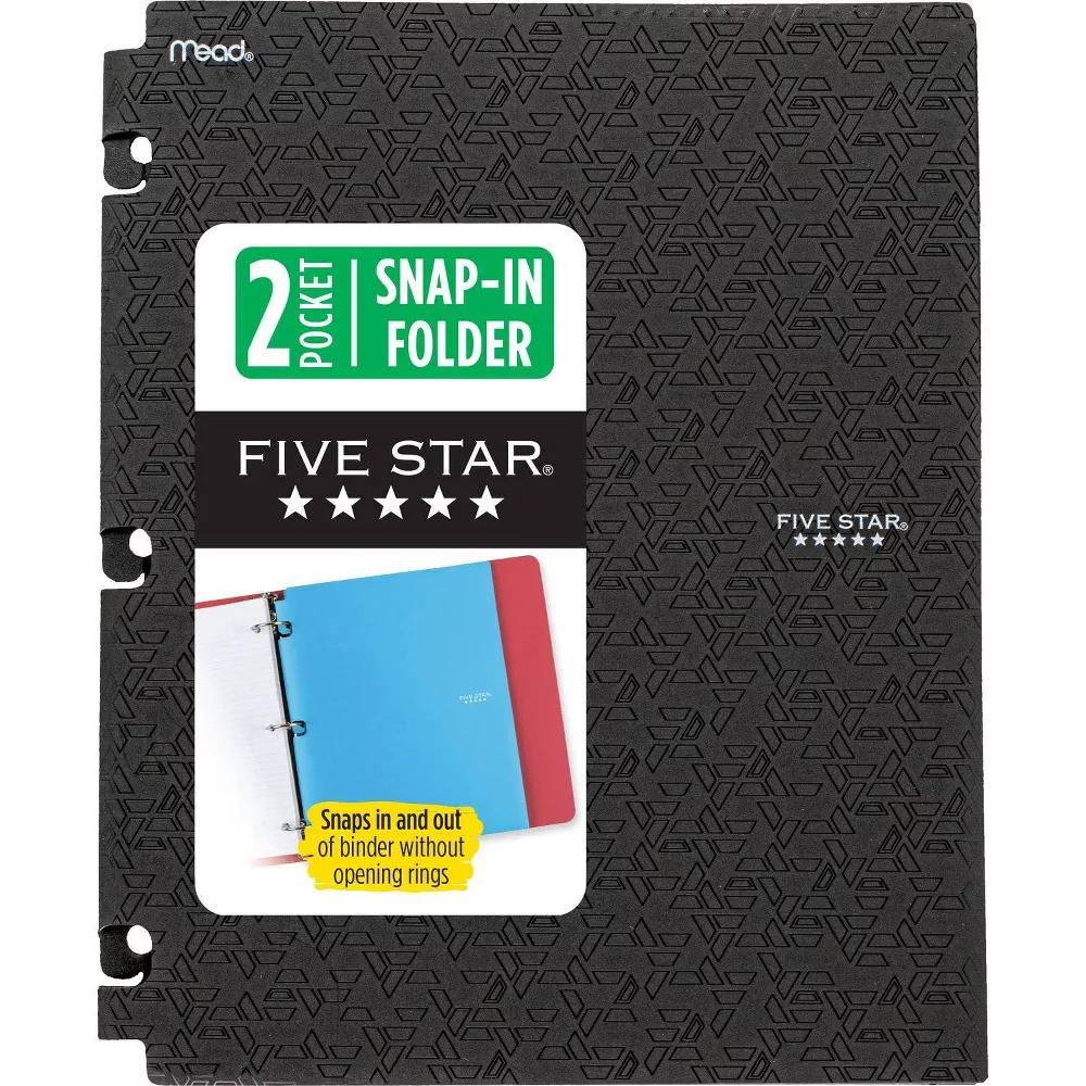 Five Star 2 Pocket Plastic Folders Snap In Portfolio Black - Image 5