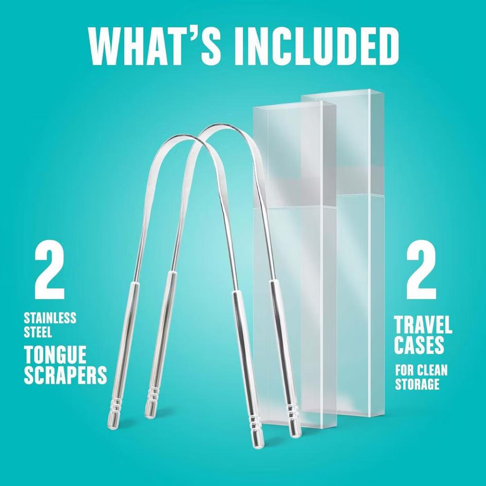 Tongue Scraper for Adults (2 Pack) with Travel Cases, Stainless Steel, Reduce Bad Breath, Easy to Use, Oral Care - Image 5