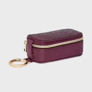 Mini Clip On Travel Jewelry Storage Case - Burgundy
