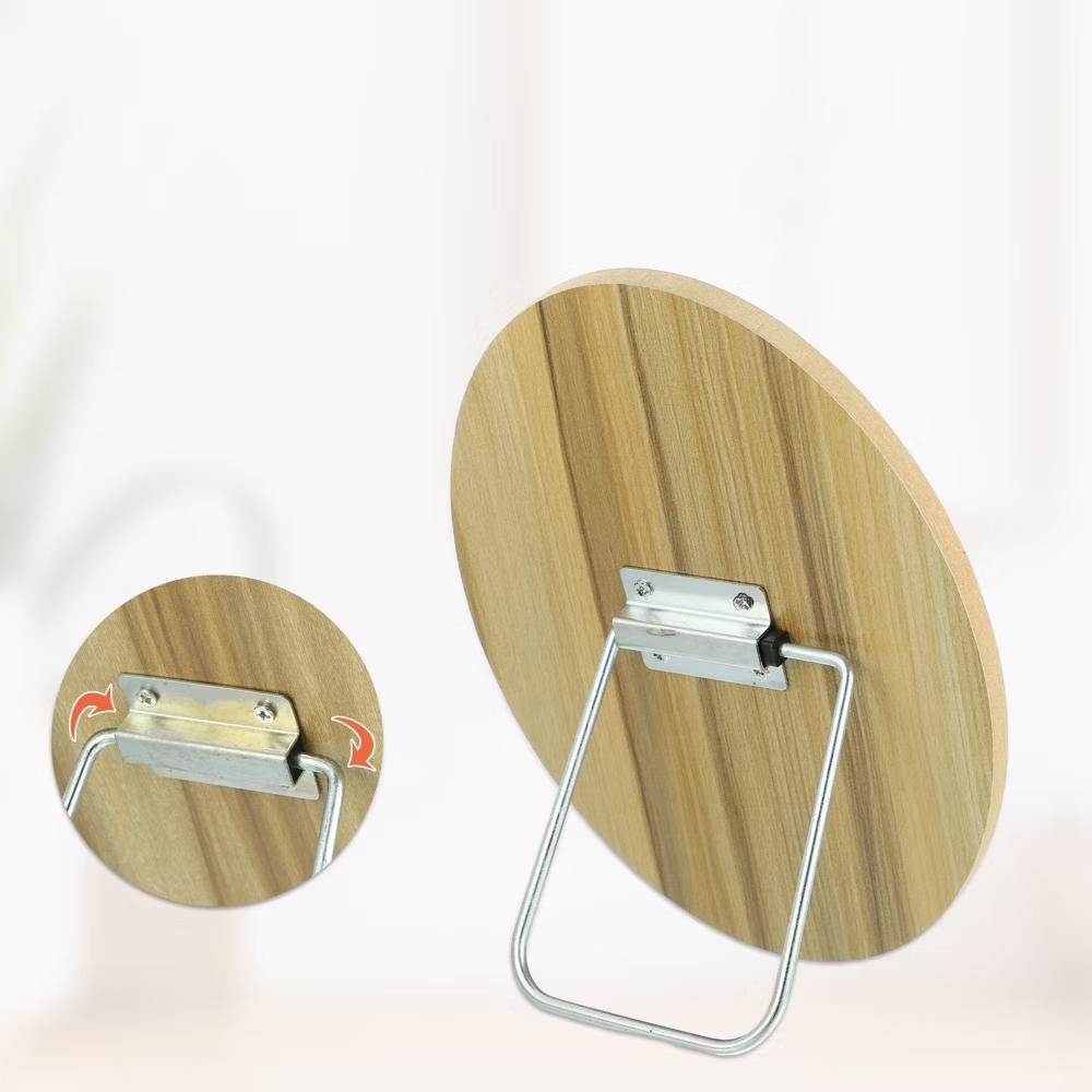 Natural Wooden Foldable Makeup Mirror Beige 1 Pc - Image 4