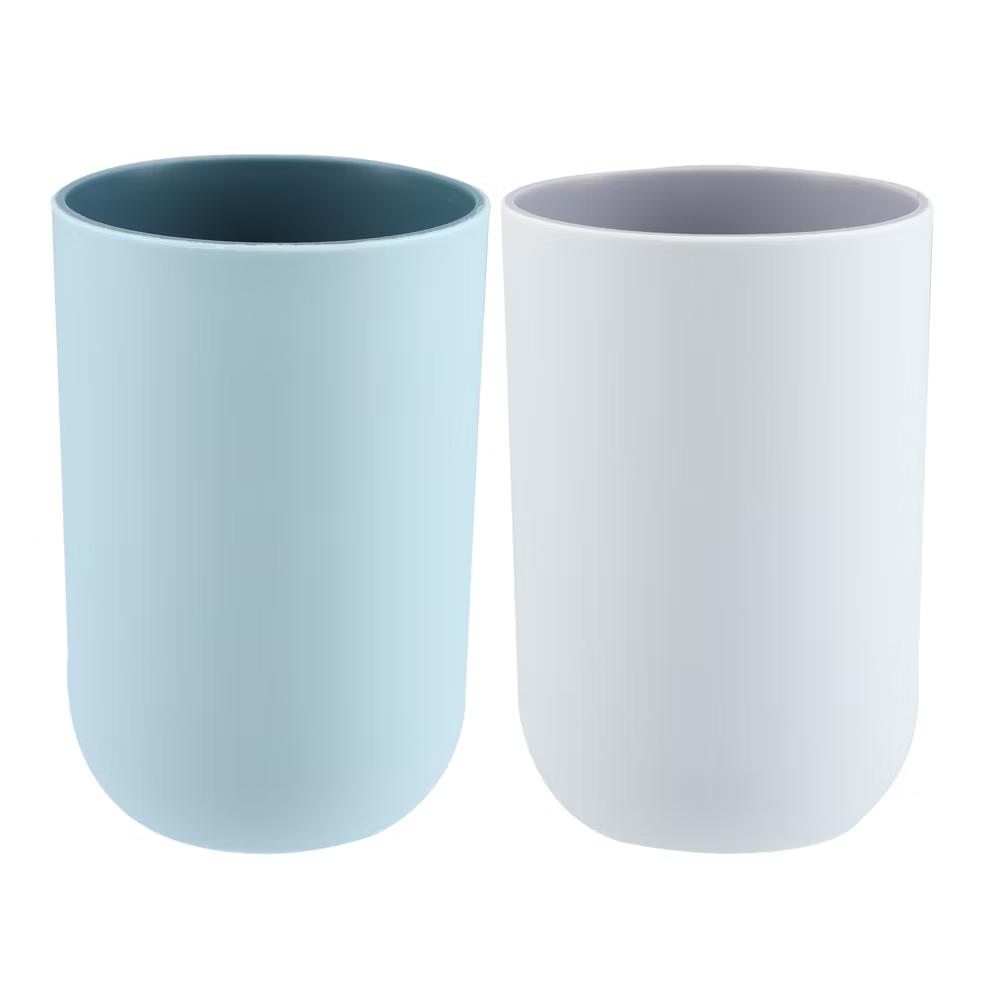 2Pcs Bathroom Tumblers Bathroom Toothbrush Cup Blue 4.33''x2.76'' 350ml - Image 20