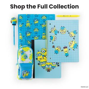 Minions 8" 10.5" 1 Subject Wide Ruled Notebooks, 100pg - Neon Minions Grid, School Supplies