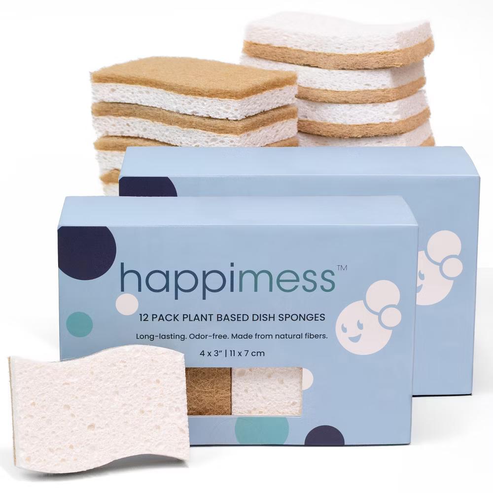 happimess Natural Plant Based Non-Scratch Sisal Hemp/Cellulose Scrubbing Dish Sponge - Image 7