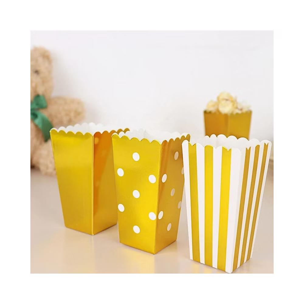 Home Collection 36-Pack White Gold 5" Cardboard Popcorn Style Party Favor Boxes - Image 3