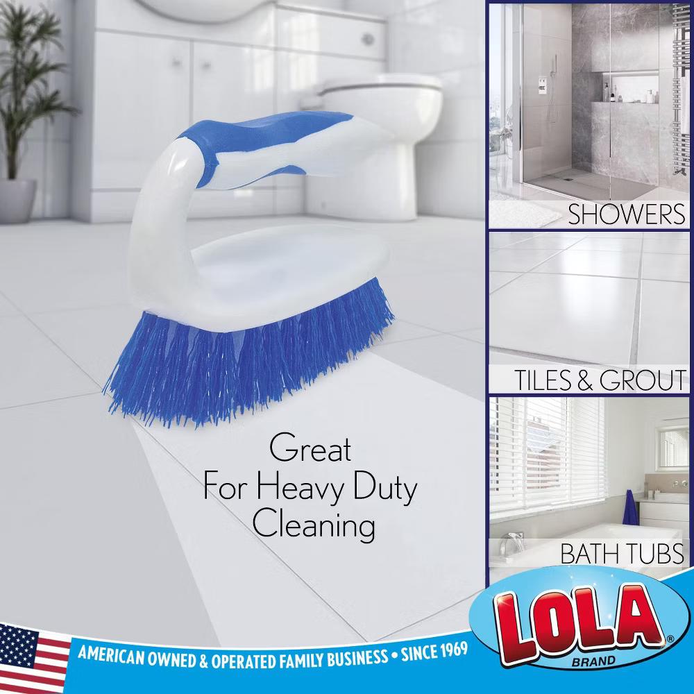 Iron Shaped Handled Scrub Brush, 3 Pack, Ergonomic Handle, No Slip Grip, Fiber Bristles, Heavy Duty Tile & Floor Cleaner - Image 4