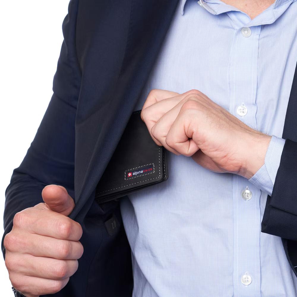 Alpine Swiss Connor Executive Bifold Wallet | Business Passcase for Men | Premium Leather | Dual ID Windows | RFID Blocking | Gift Box Included - Image 23