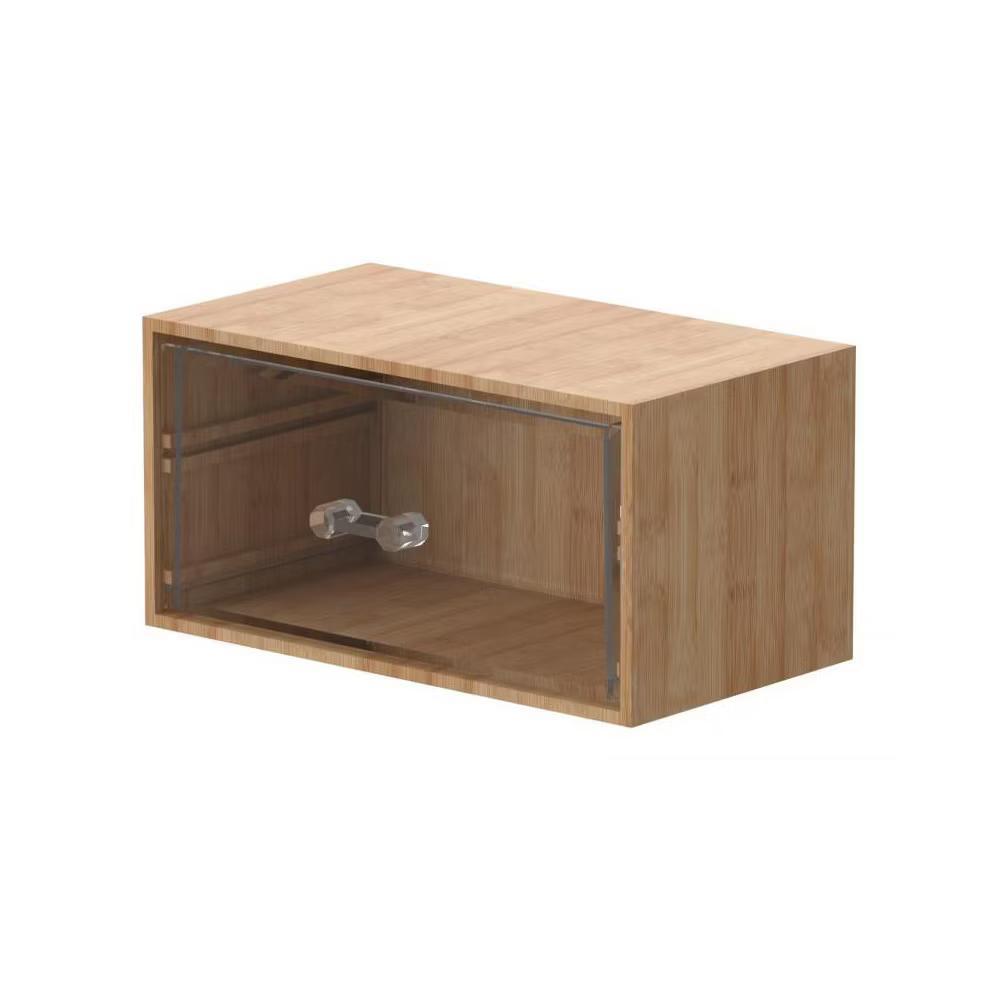 Bamboo Makeup Organizer with Clear Acrylic Drawer, Compact Single Drawer Bamboo Storage Box for Cosmetics & Skincare, Space-Saving Vanity Organizer