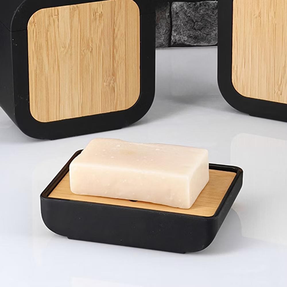 French Home Goods Minimalist Hand Soap Dish Rubber and Wood - Image 11