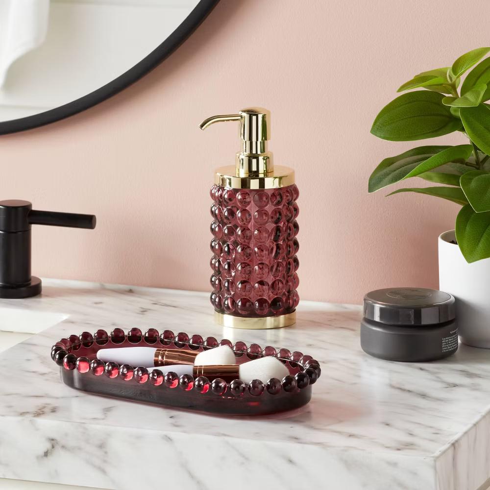Textured Glass Tray Mulberry - Image 3