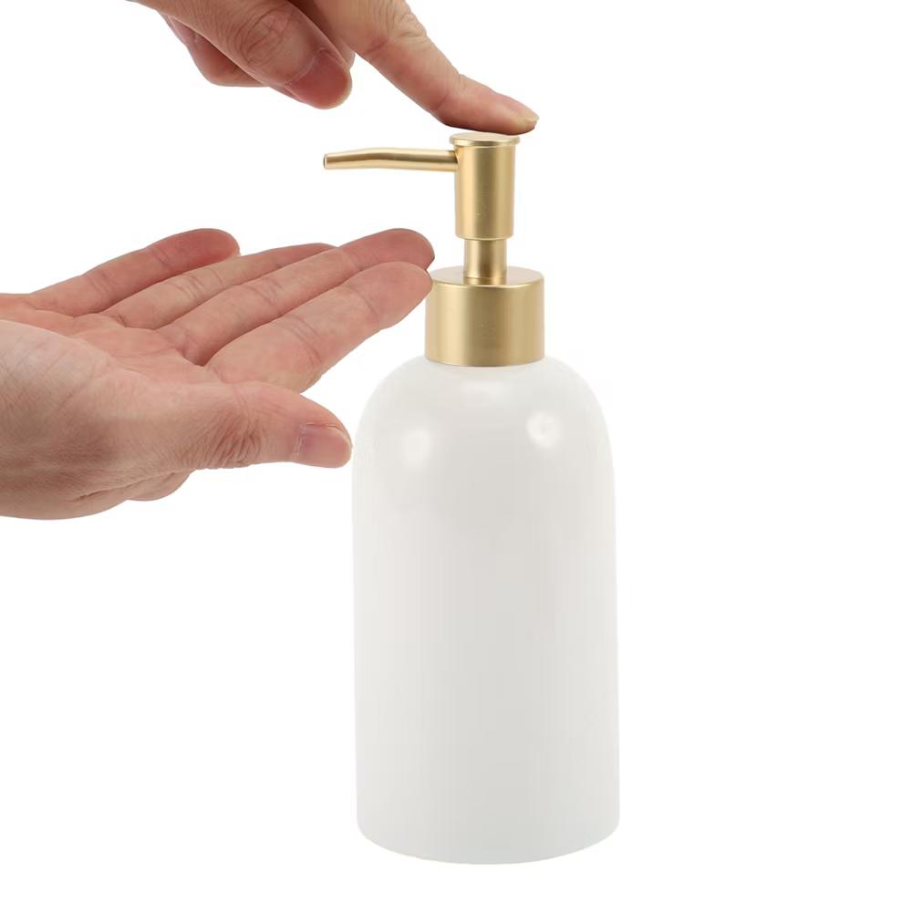 Simple Cylindrical Soap Pump Dispenser for Bathroom 320ml White 1 Pc - Image 3