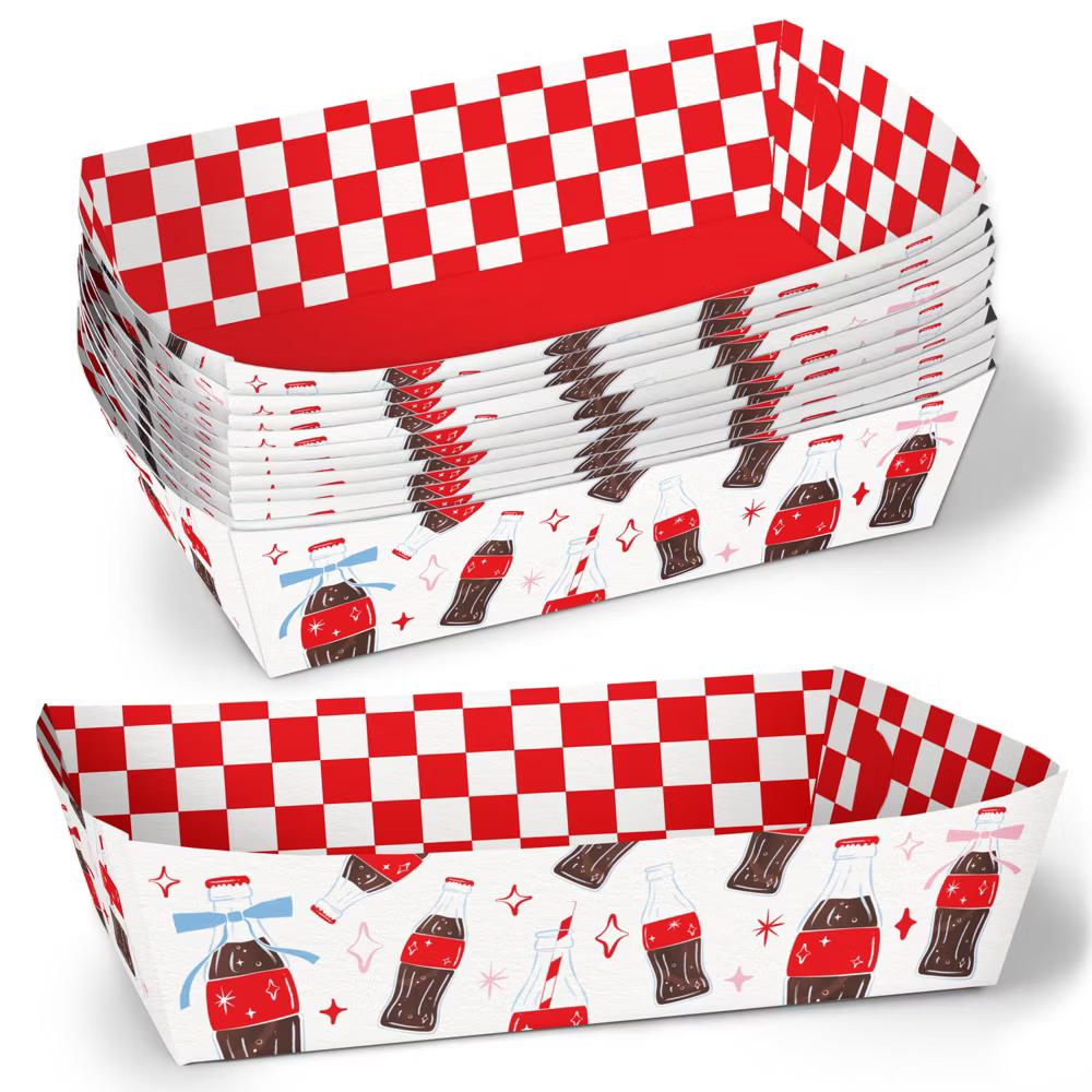 She's Ready to Pop Vintage Soda Bottle Paper Food Trays, Disposable Food Boats for Retro Party, Double-Sided Meal Holders - 12 Ct - Image 2