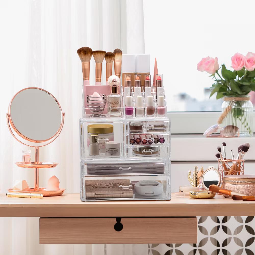 Large Clear Makeup Organizer Case - 3 Piece Set - Image 7