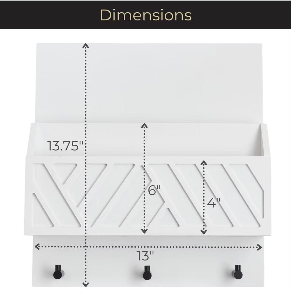 Wall Mounted Mail Organizer with 2 Slots and 3 Hooks – Multiple Finishes – MDF Wood - Image 22