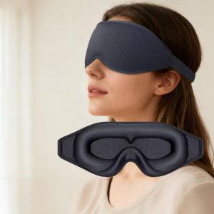 3D Contoured Sleep Eye Mask with Memory Foam Padding Adjustable Strap and Full Light Blocking Design