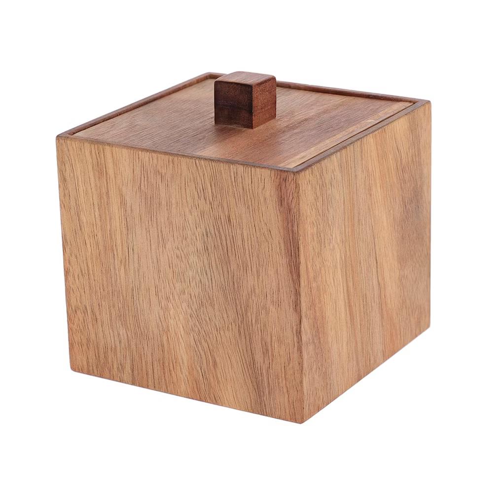 Square Acacia Wood Storage Box with Lid - Image 5