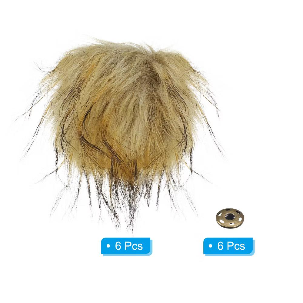 Fluffy Soft Elastic Faux Fur Pom Poms for Hats DIY Scarves 6 Pcs - Image 20