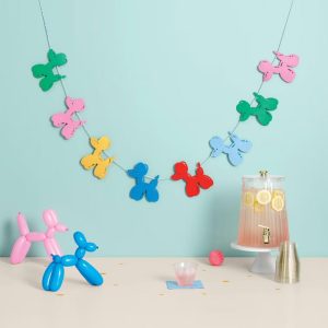 Birthday Balloon Dog Felt Garland Multicolor