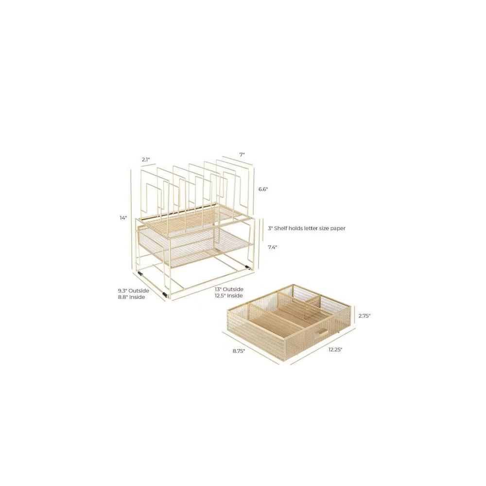 Blu Monaco Desk Organizer with File Sorters & Drawer - Image 20