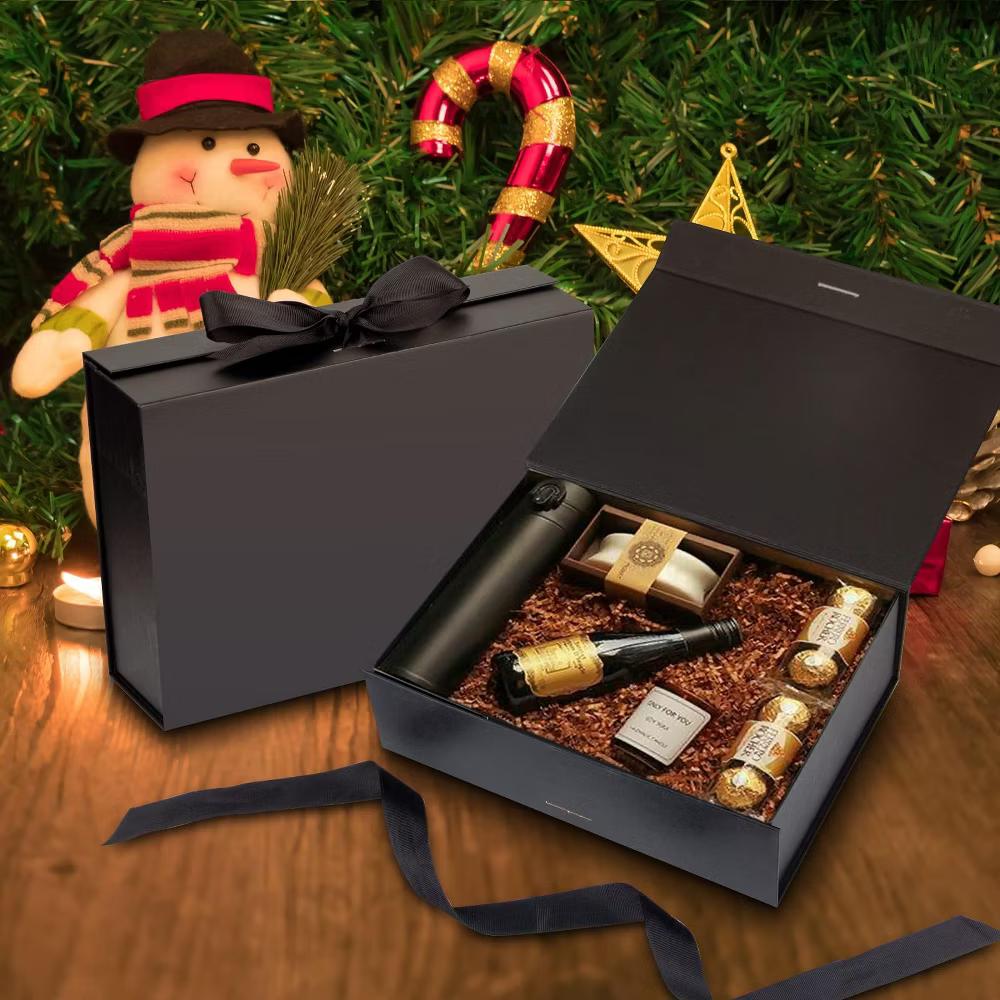 Gift Box with Lid 10.5x7.5x3.1 Inch Black 1 Pack Magnetic Closure Ribbon for Birthday Wedding Christmas Present Packaging - Image 6