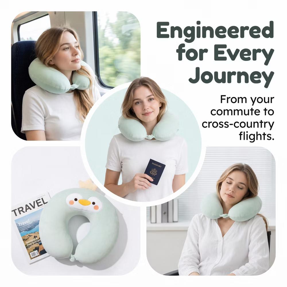 U-Shape Memory Foam Portable Traveling Travel Neck Pillows 12x12in 1 Pc - Image 10