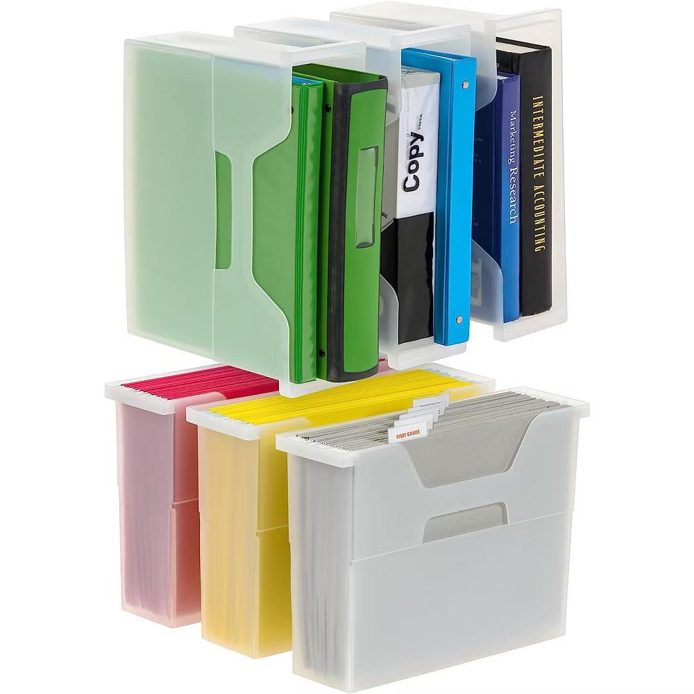 USA Portable Letter Size Desktop File Box with Open Lid, Side Handles, Hanging File Folders - Image 22