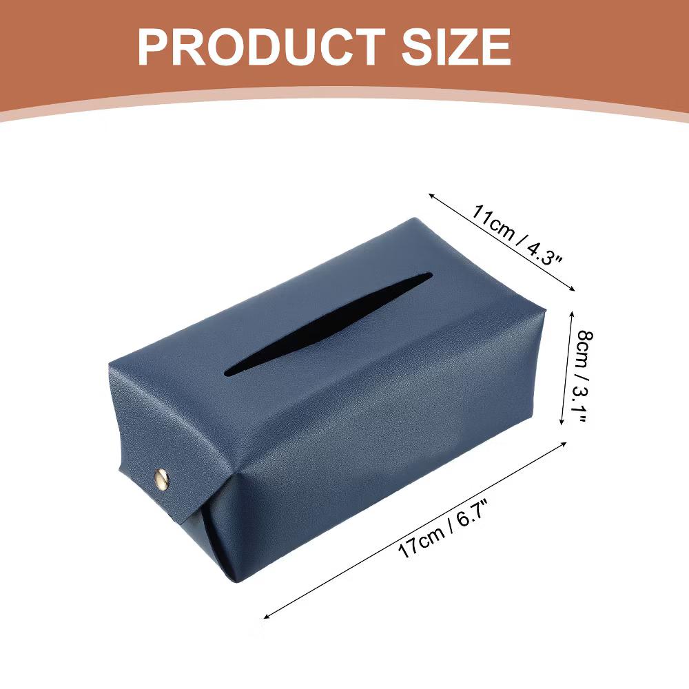 Rectangle PU Leather Tabletop Bathroom Kitchen Tissue Box Cover - Image 21