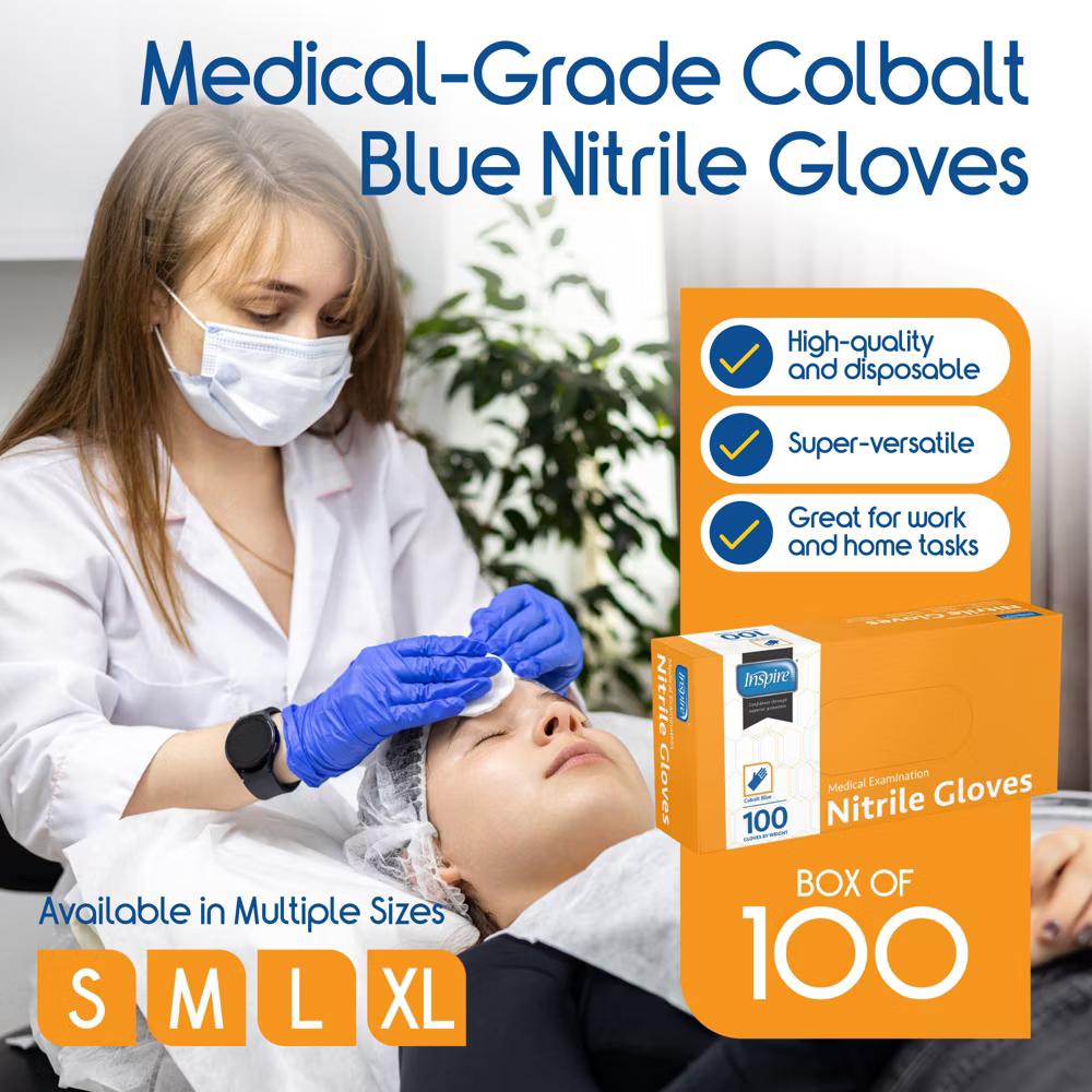 Inspire Nitrile Gloves | THE ORIGINAL Quality Stretch Nitrile Exam Cobalt Blue | Disposable Safety Gloves | 4.5 Gloves - Image 5