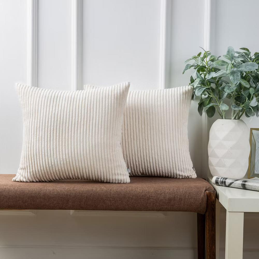Phantoscope Solid Color Corduroy Pillow Covers Set of 2 Plush Velvet & Soft Accent - Image 14