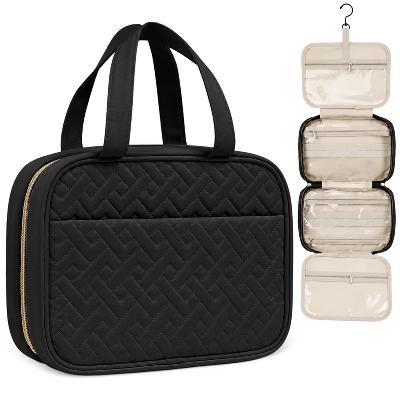 Mber Travel Toiletry Bag Hanging, Travel Makeup Bag, Large Hanging Toiletry Bags with Clear Compartments for Weekender Cosmetic Travel Bags, Black - Image 4