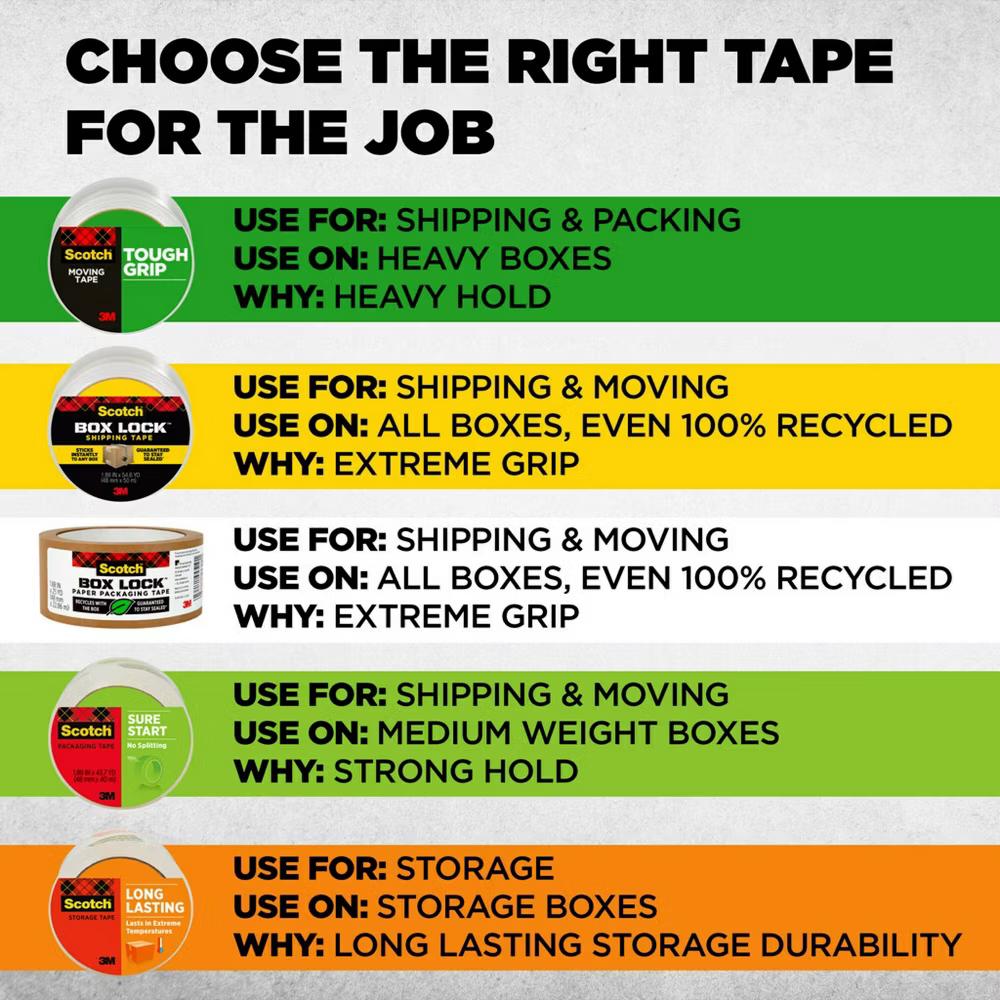 2ct Tough Grip Moving Tape with Dispenser: Clear Packing Tape for Moving Supplies & Boxes, 1.88" 1375" - Image 2