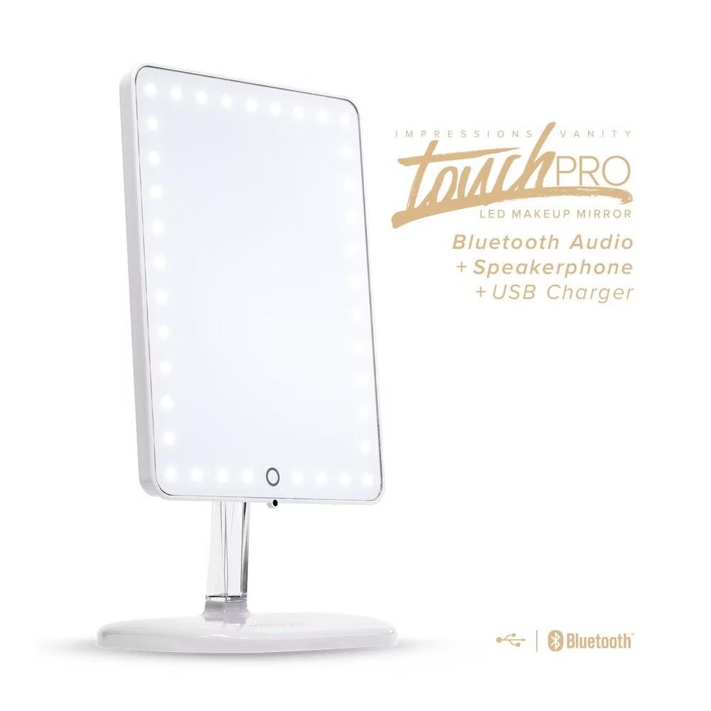 Impressions Vanity Touch Pro LED Makeup Mirror with Bluetooth Audio+Speakerphone & USB Charger - Image 7