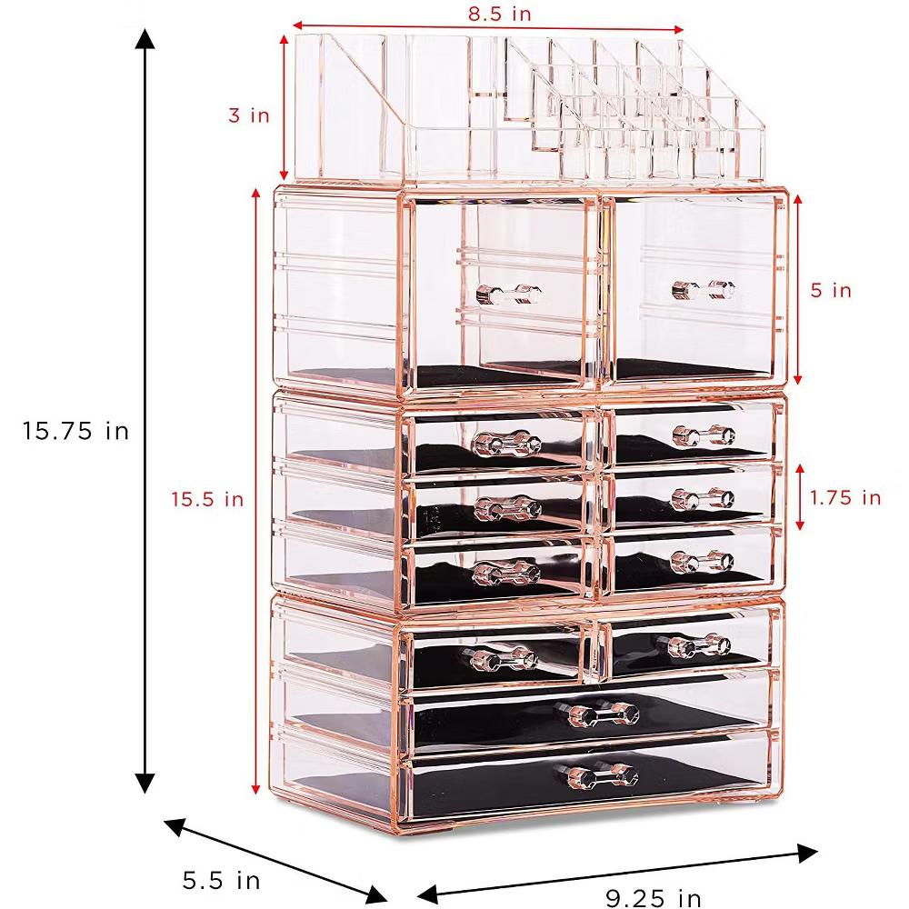 Large Makeup Organizer Case - 4 Piece Set (12 Drawers) - Image 13